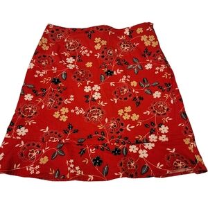 Briggs NY Red Floral Denim Tulip Skirt Size L